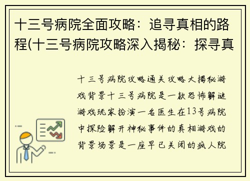 十三号病院全面攻略：追寻真相的路程(十三号病院攻略深入揭秘：探寻真相之路)